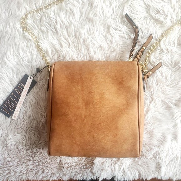 Brown Handbag Faux Suede Violet Ray New With Tags - Picture 4 of 8